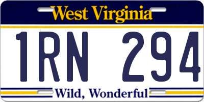 WV license plate 1RN294