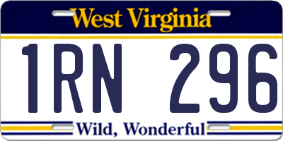 WV license plate 1RN296