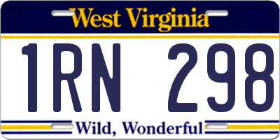 WV license plate 1RN298