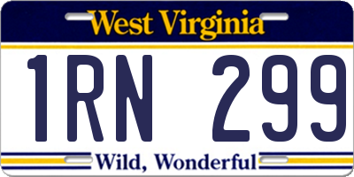 WV license plate 1RN299