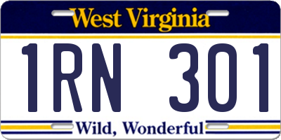 WV license plate 1RN301