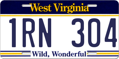 WV license plate 1RN304