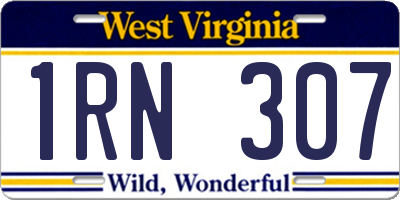 WV license plate 1RN307
