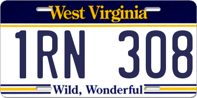 WV license plate 1RN308