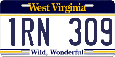 WV license plate 1RN309