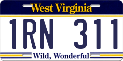 WV license plate 1RN311