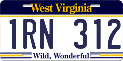 WV license plate 1RN312