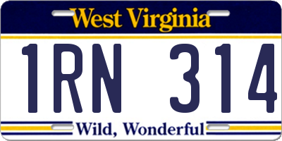 WV license plate 1RN314
