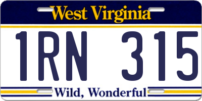 WV license plate 1RN315