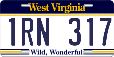 WV license plate 1RN317