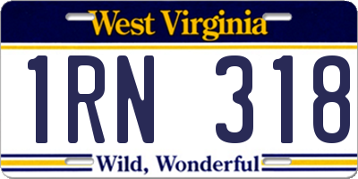 WV license plate 1RN318