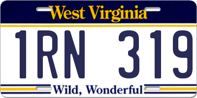 WV license plate 1RN319
