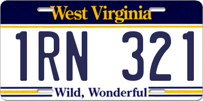 WV license plate 1RN321