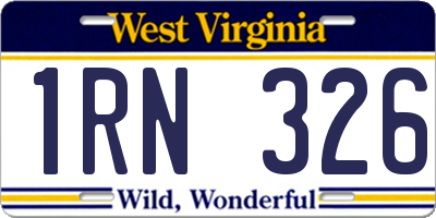 WV license plate 1RN326