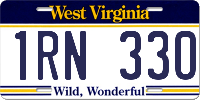 WV license plate 1RN330
