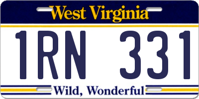 WV license plate 1RN331