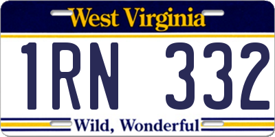 WV license plate 1RN332