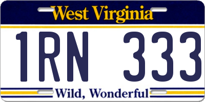 WV license plate 1RN333