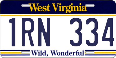 WV license plate 1RN334