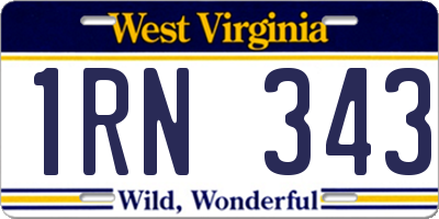 WV license plate 1RN343