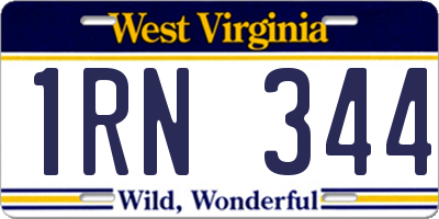 WV license plate 1RN344