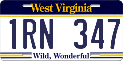 WV license plate 1RN347