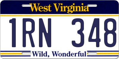 WV license plate 1RN348