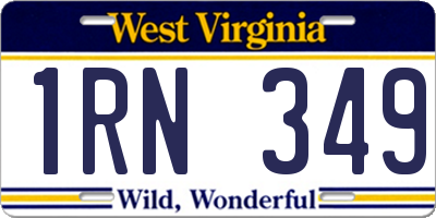 WV license plate 1RN349
