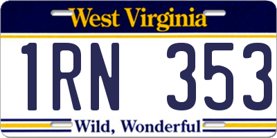 WV license plate 1RN353
