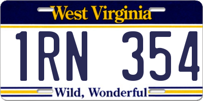 WV license plate 1RN354