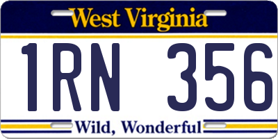 WV license plate 1RN356