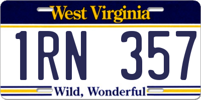 WV license plate 1RN357