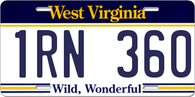 WV license plate 1RN360
