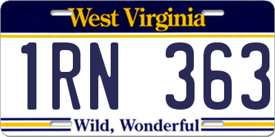 WV license plate 1RN363