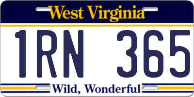 WV license plate 1RN365