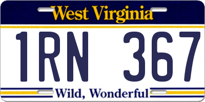 WV license plate 1RN367