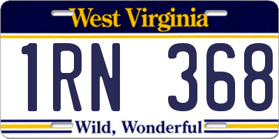 WV license plate 1RN368