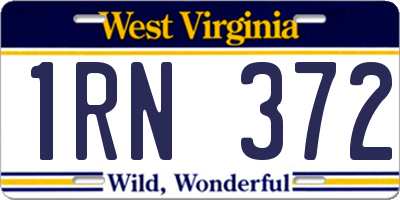 WV license plate 1RN372