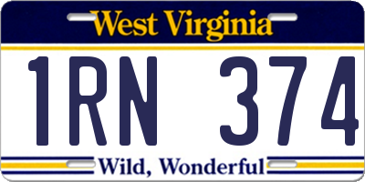 WV license plate 1RN374