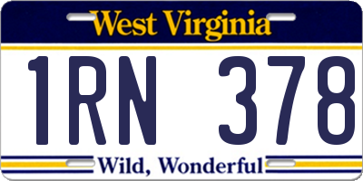 WV license plate 1RN378