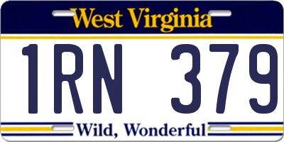 WV license plate 1RN379