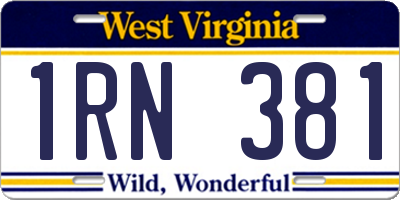 WV license plate 1RN381