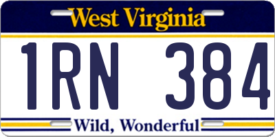 WV license plate 1RN384