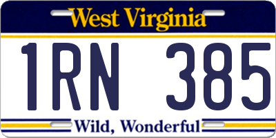 WV license plate 1RN385