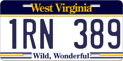 WV license plate 1RN389