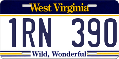 WV license plate 1RN390