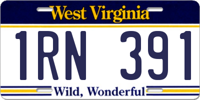 WV license plate 1RN391