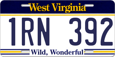 WV license plate 1RN392