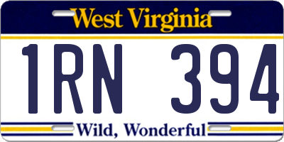WV license plate 1RN394