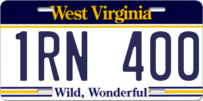 WV license plate 1RN400